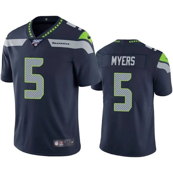 Men Seattle Seahawks 5 Jason Myers Nike Navy 100th Vapor Limited NFL Jersey